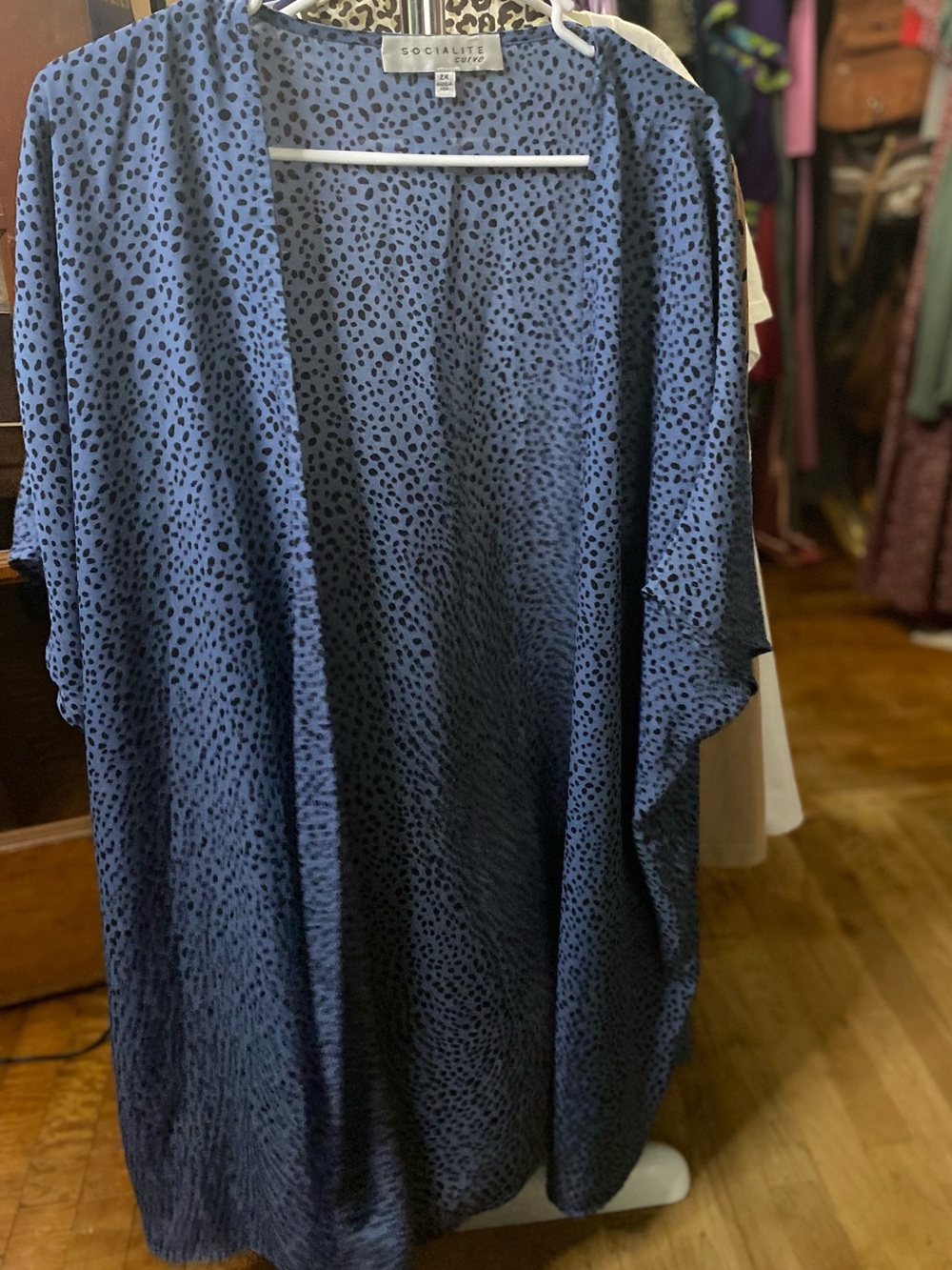 Socialite Navy Blue Spot Print Kimono